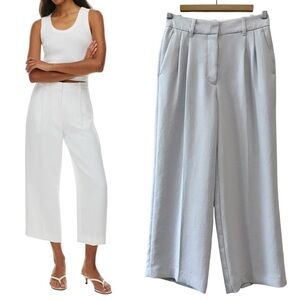 Aritzia Wilfred Effortless Pant Cropped High-Rise Trouser Light Blue Sz 2